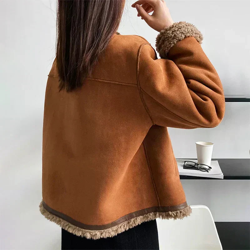 Women's Faux Suede Shearling Jacket