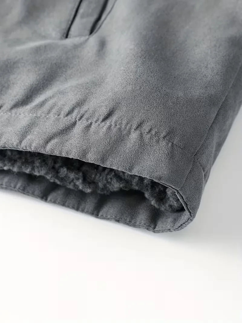 Men's Sherpa-Lined Faux Suede Trucker Jacket