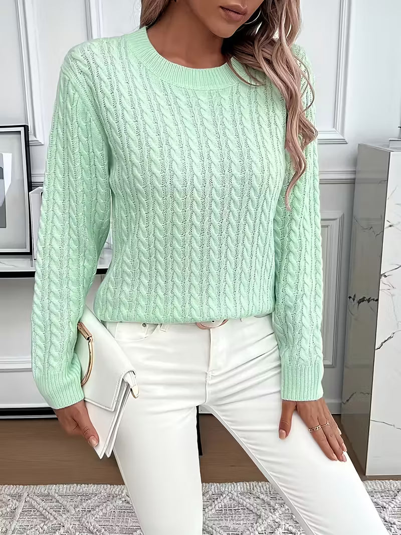 Women's Cable Knit Crewneck Sweater