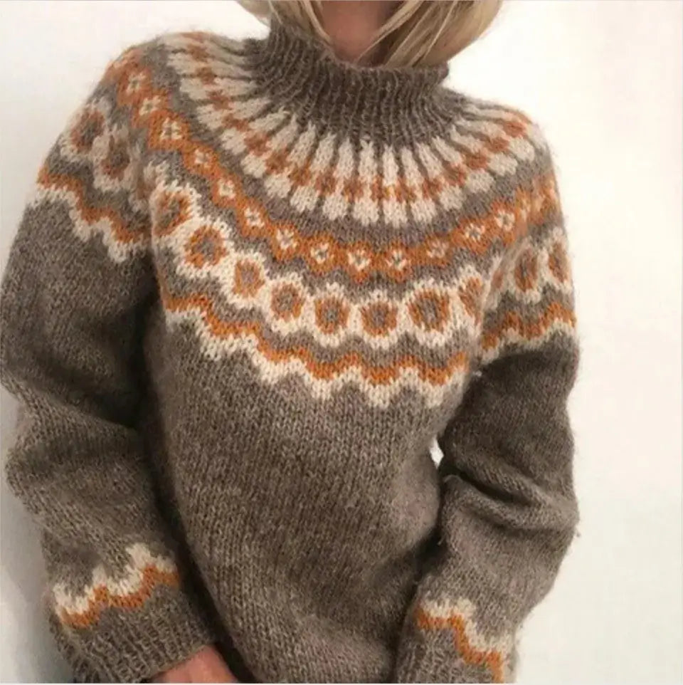 Women's Nordic Pattern Turtleneck Sweater