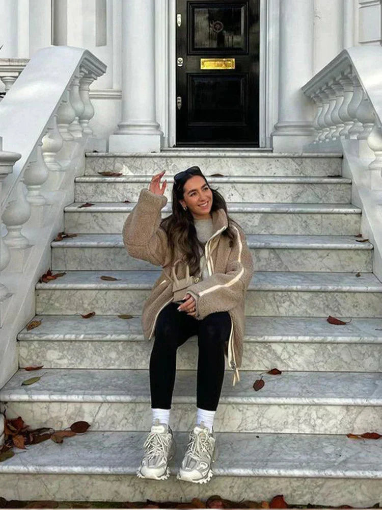 Women's Oversized Teddy Fleece Zip Jacket