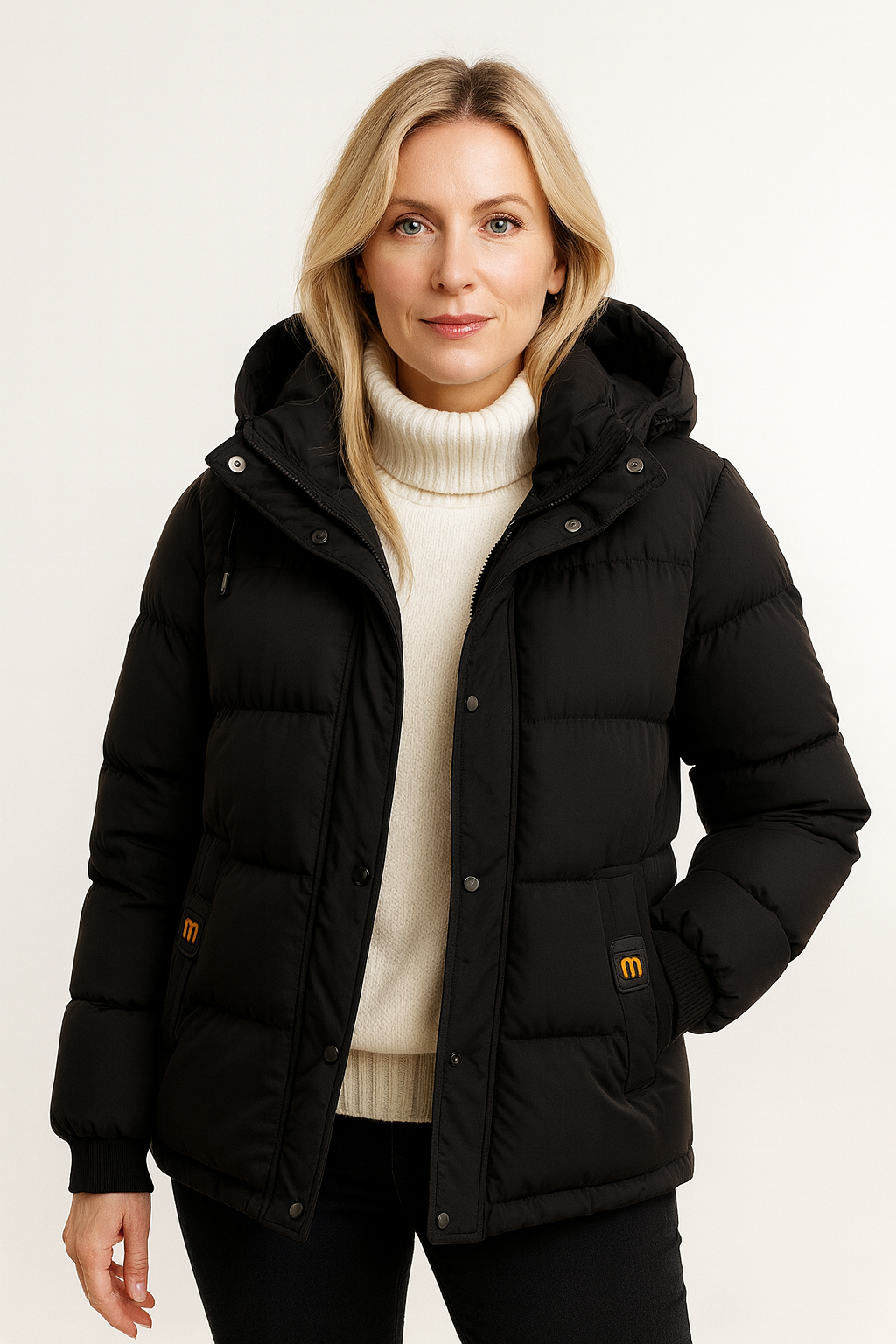 Lotte Cropped Puffer Jacket – Warm Hooded Quilted Winter Coat for Women