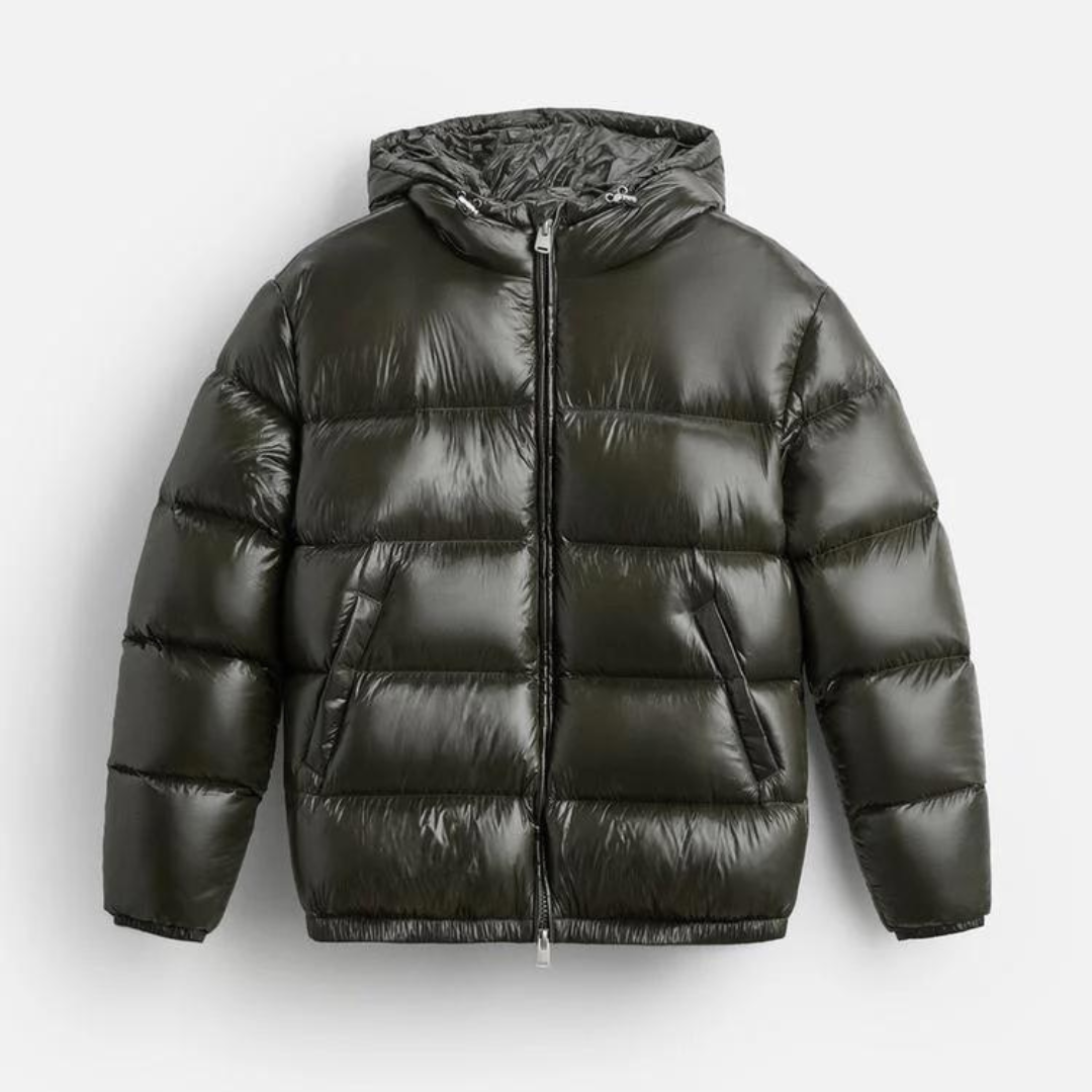 Men's Glossy Hooded Puffer Jacket