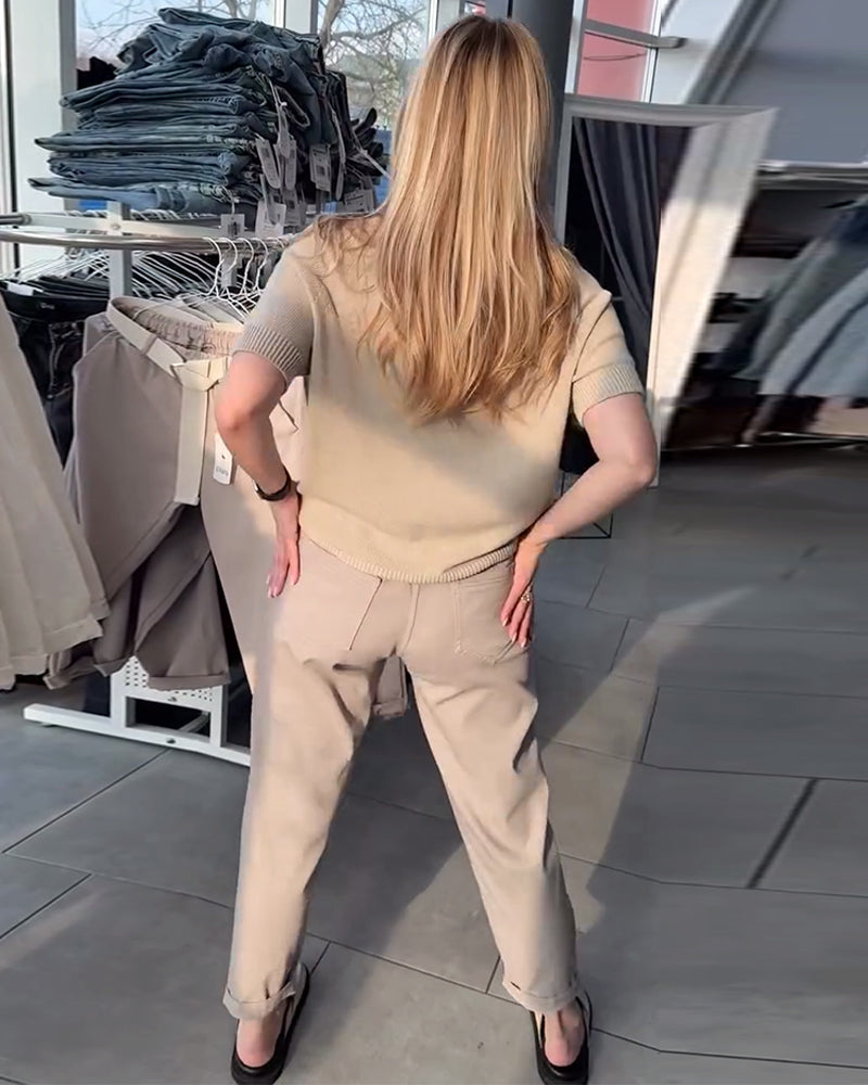 Women's Belted Straight-Leg Trousers