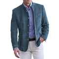 Men's Faux Suede Mandarin Collar Blazer