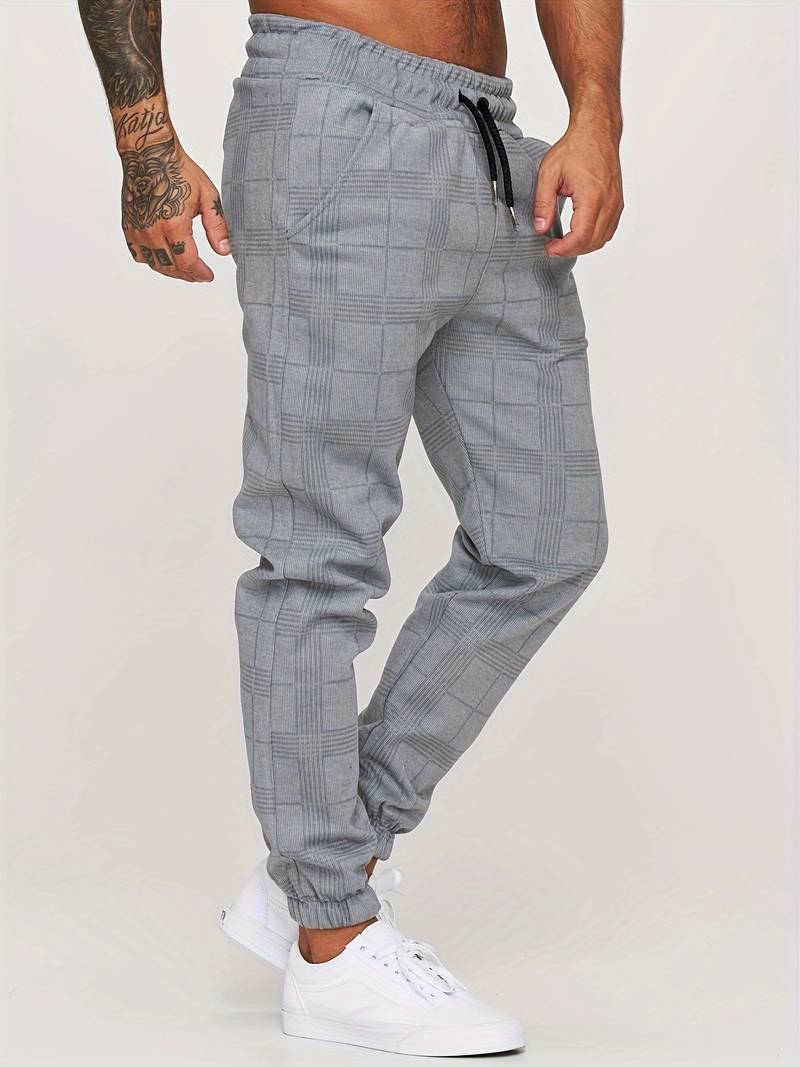 Men's Plaid Tapered Stretch Jogger Pants