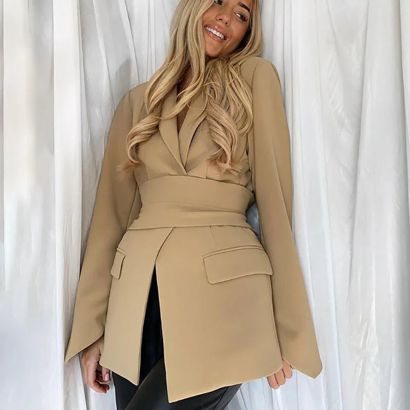 Women's Belted Wrap Blazer Dress