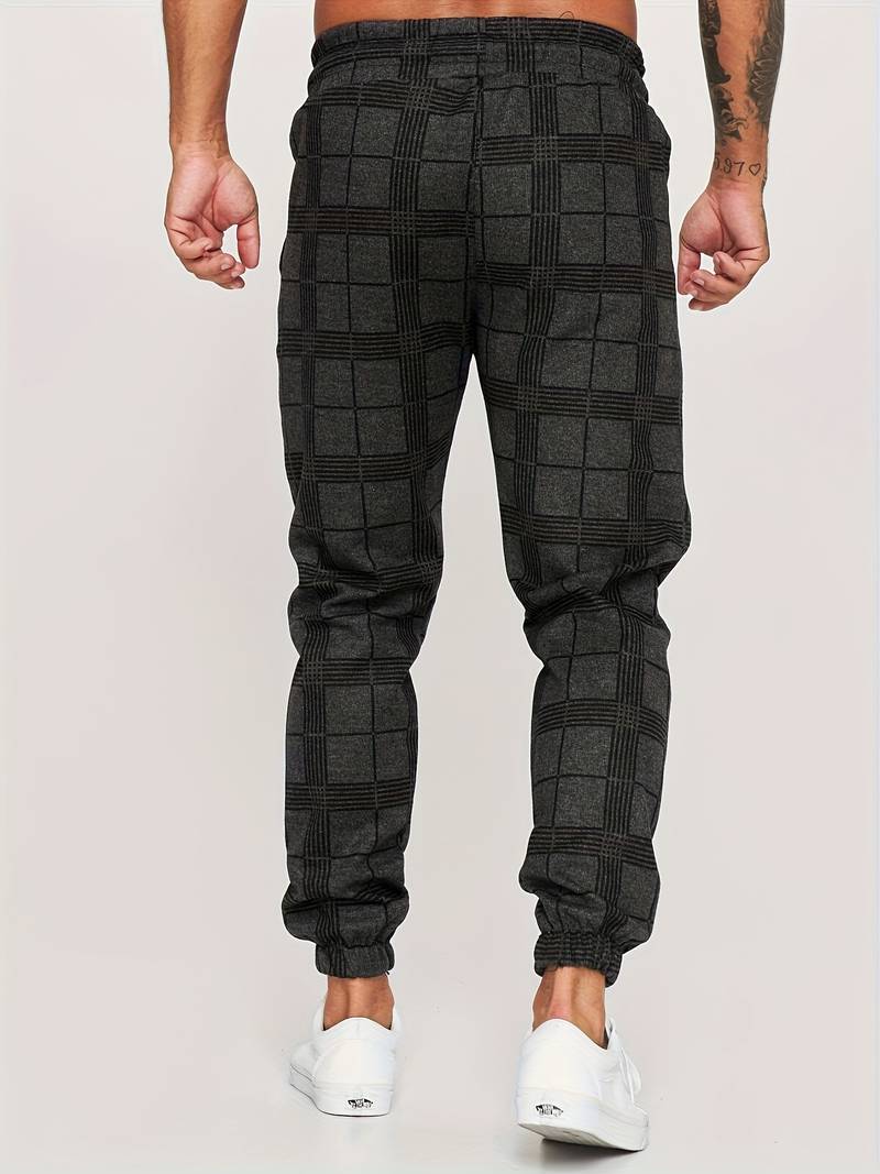 Men's Plaid Tapered Stretch Jogger Pants