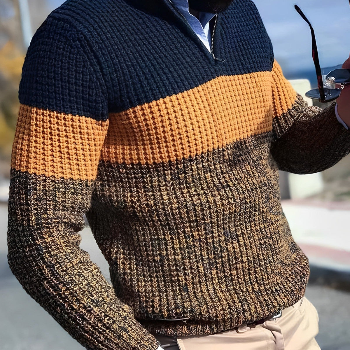 Men's Color Block Knit Sweater