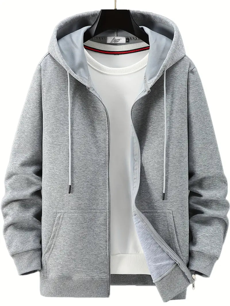 Men's Fleece Full-Zip Hoodie with Drawstring