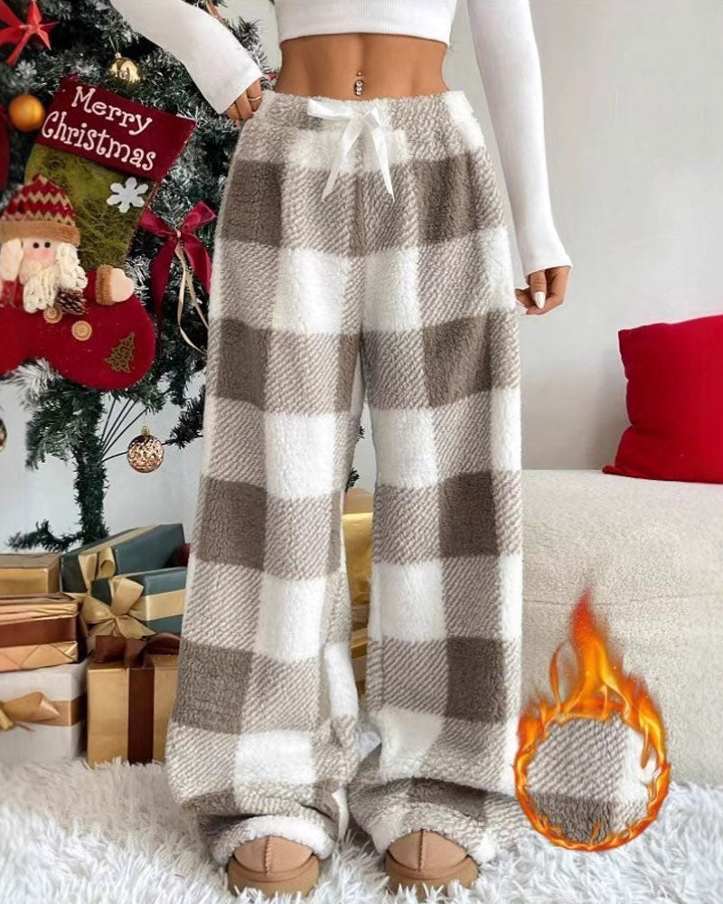 Women's Plaid Wide-Leg Lounge Pants