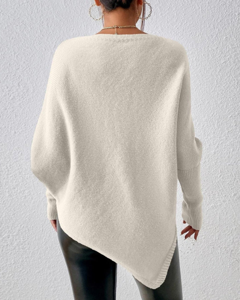 Women's Asymmetric Hem Batwing Knit Sweater