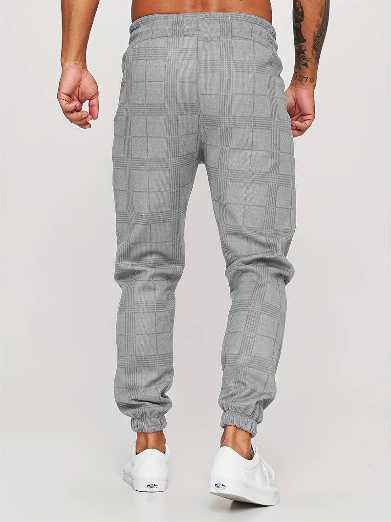Men's Plaid Tapered Stretch Jogger Pants