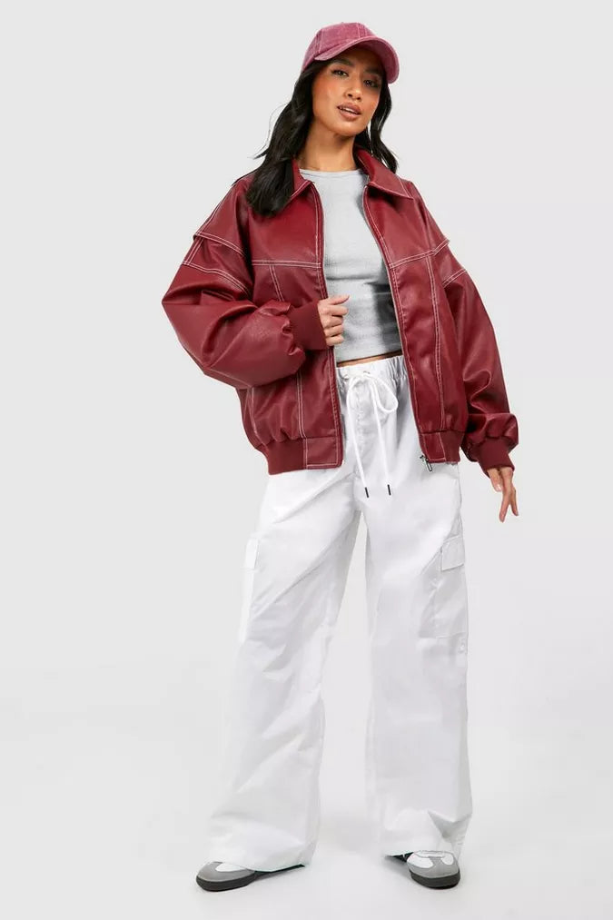 Women's Oversized Contrast Stitch Jacket