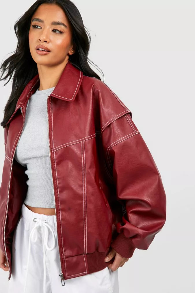 Women's Oversized Contrast Stitch Jacket