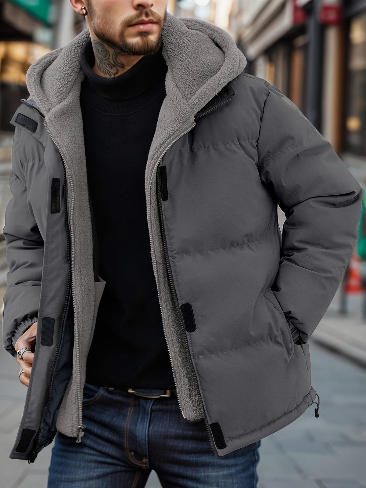 Men's Hooded Quilted Puffer Jacket