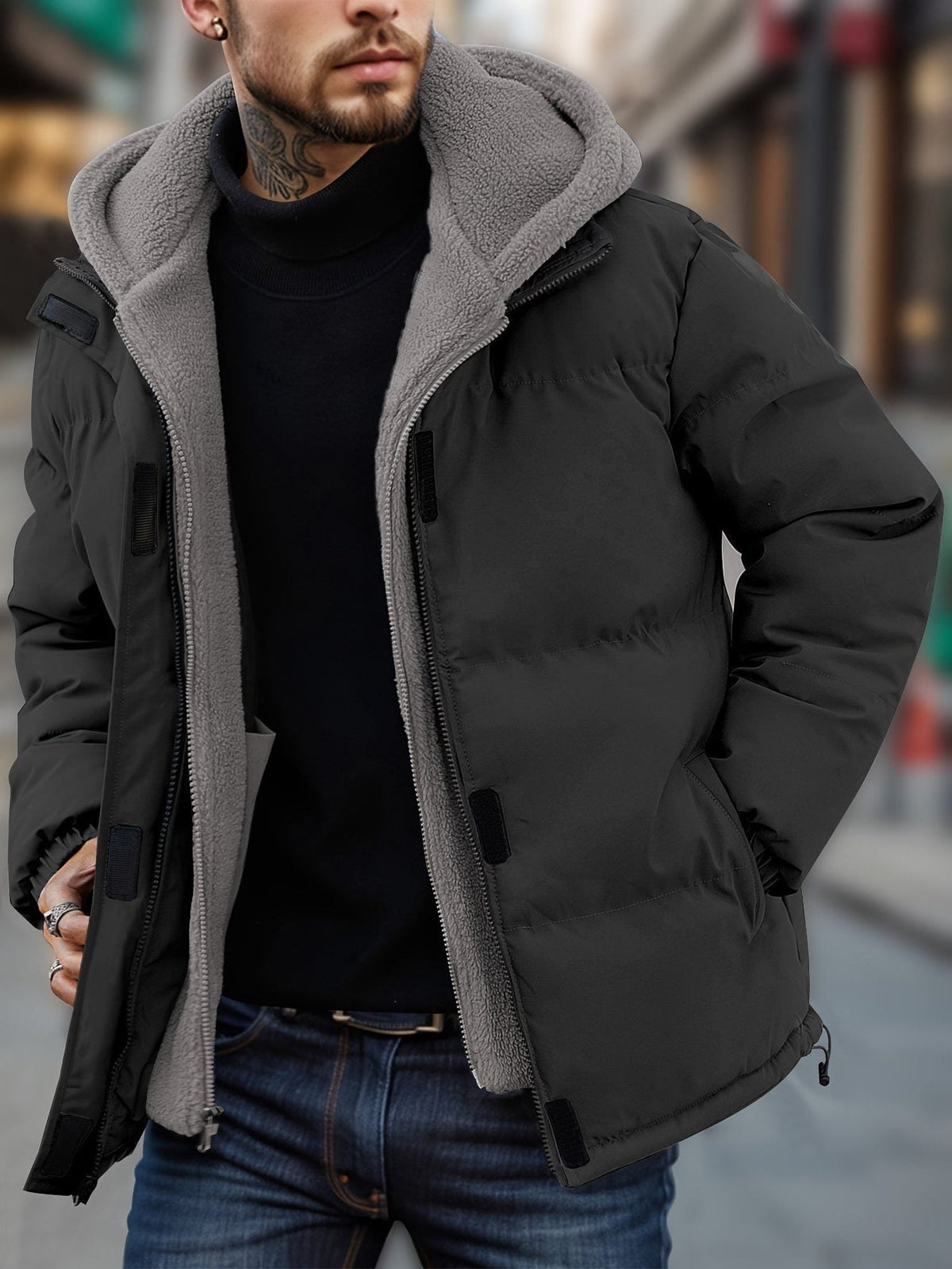 Men's Hooded Quilted Puffer Jacket