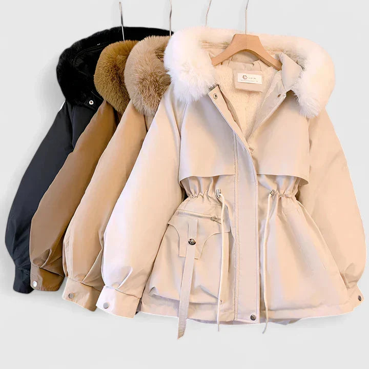 Women's Faux Fur Hooded Drawstring Parka