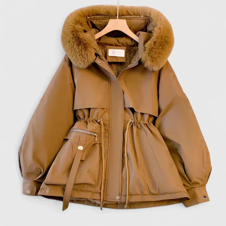 Women's Faux Fur Hooded Drawstring Parka