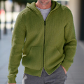 Men's Chunky Knit Hooded Zip-Up Cardigan
