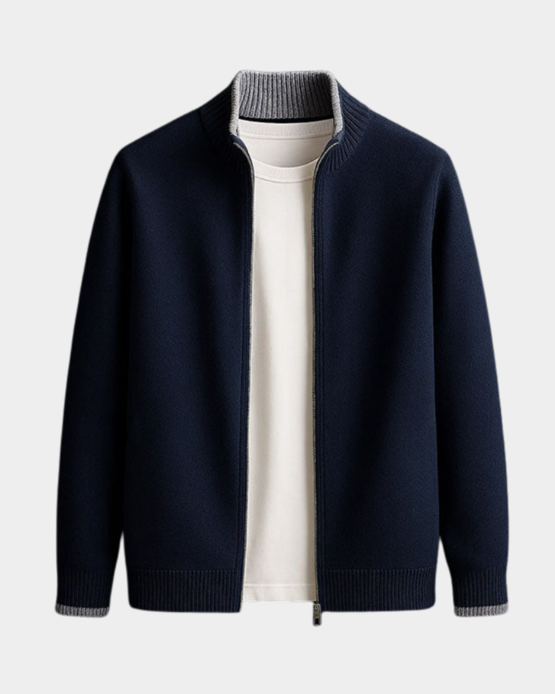 Men's Italian Knit Zip-Up Cardigan