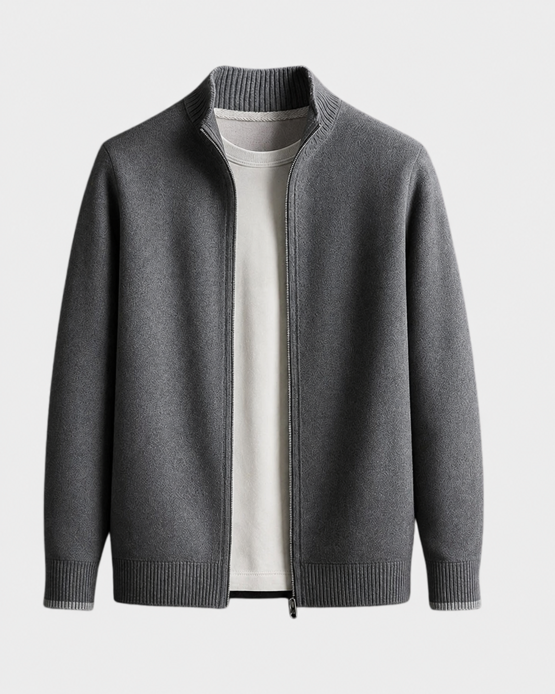 Men's Italian Knit Zip-Up Cardigan