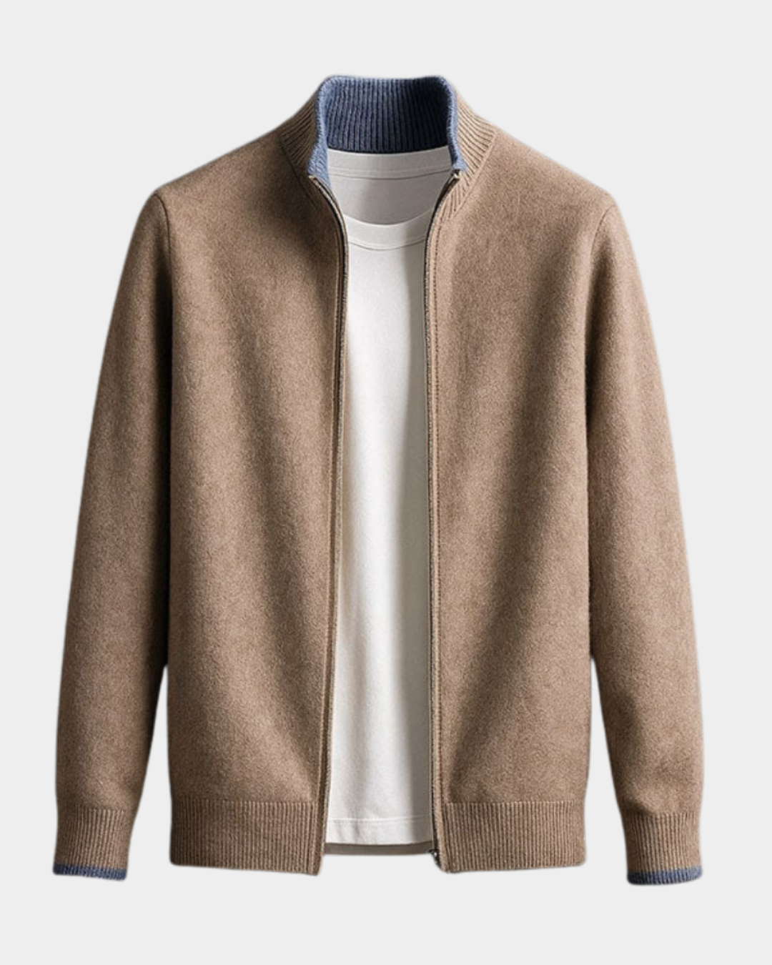 Men's Italian Knit Zip-Up Cardigan