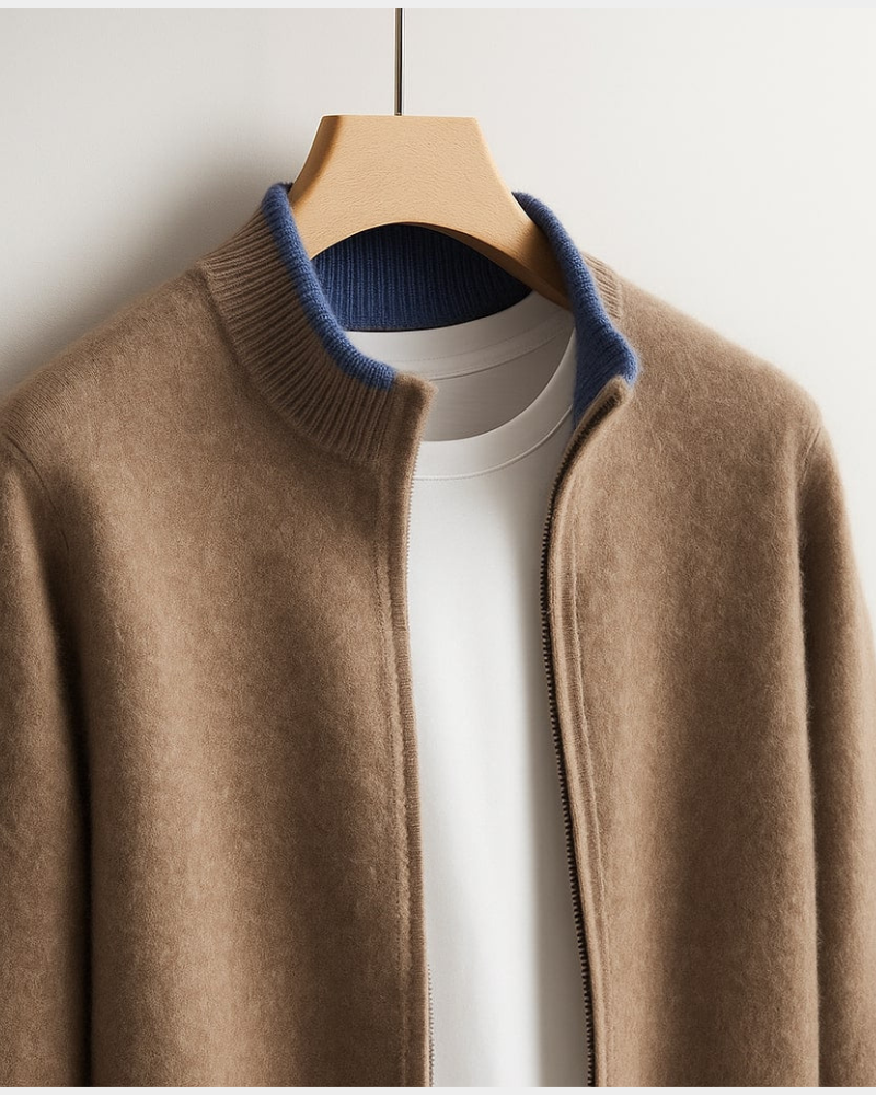 Men's Italian Knit Zip-Up Cardigan