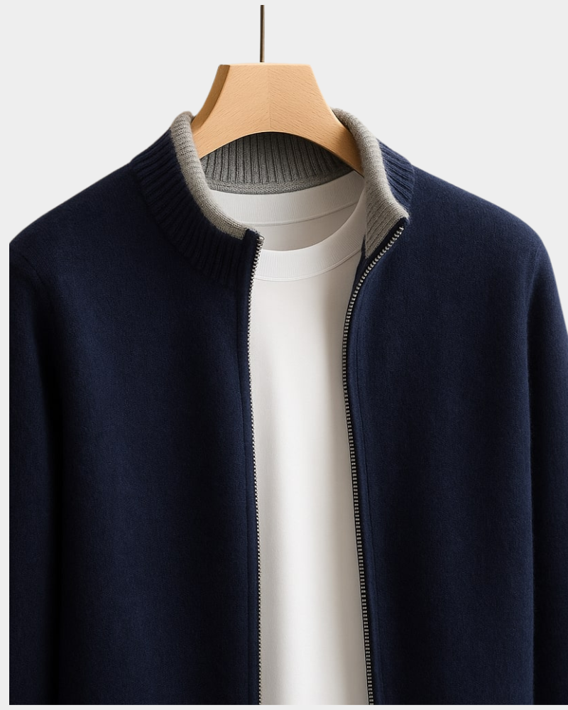 Men's Italian Knit Zip-Up Cardigan
