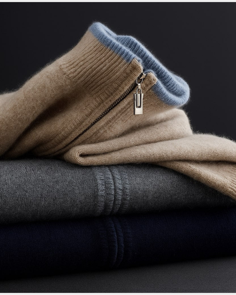 Men's Italian Knit Zip-Up Cardigan