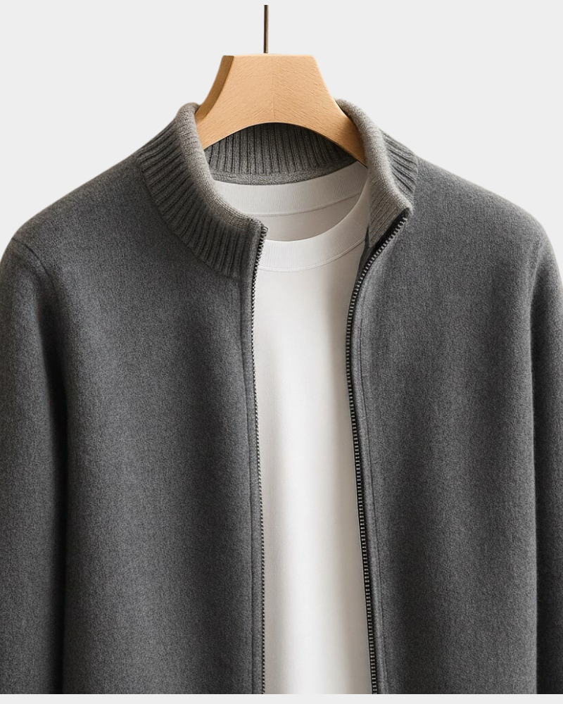 Men's Italian Knit Zip-Up Cardigan