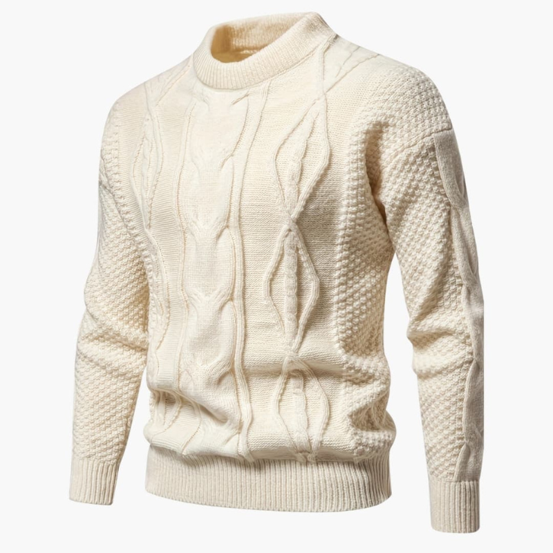 Men's Classic Cable Knit Crewneck Sweater