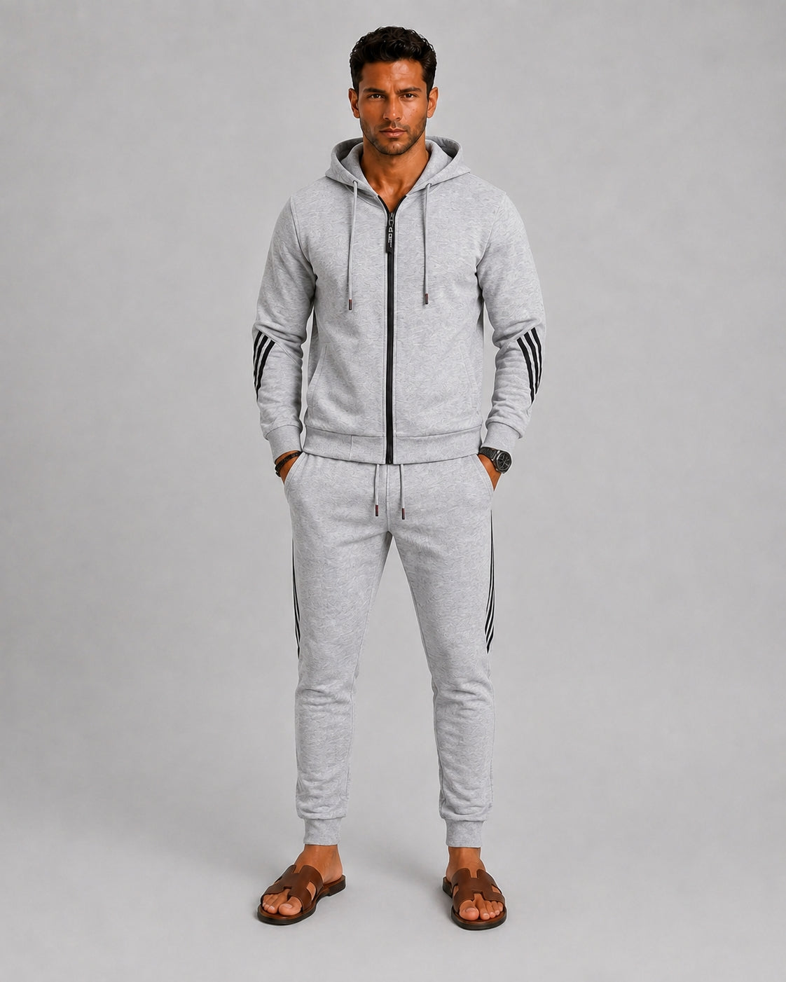 Men's Zip-Up Tracksuit Set