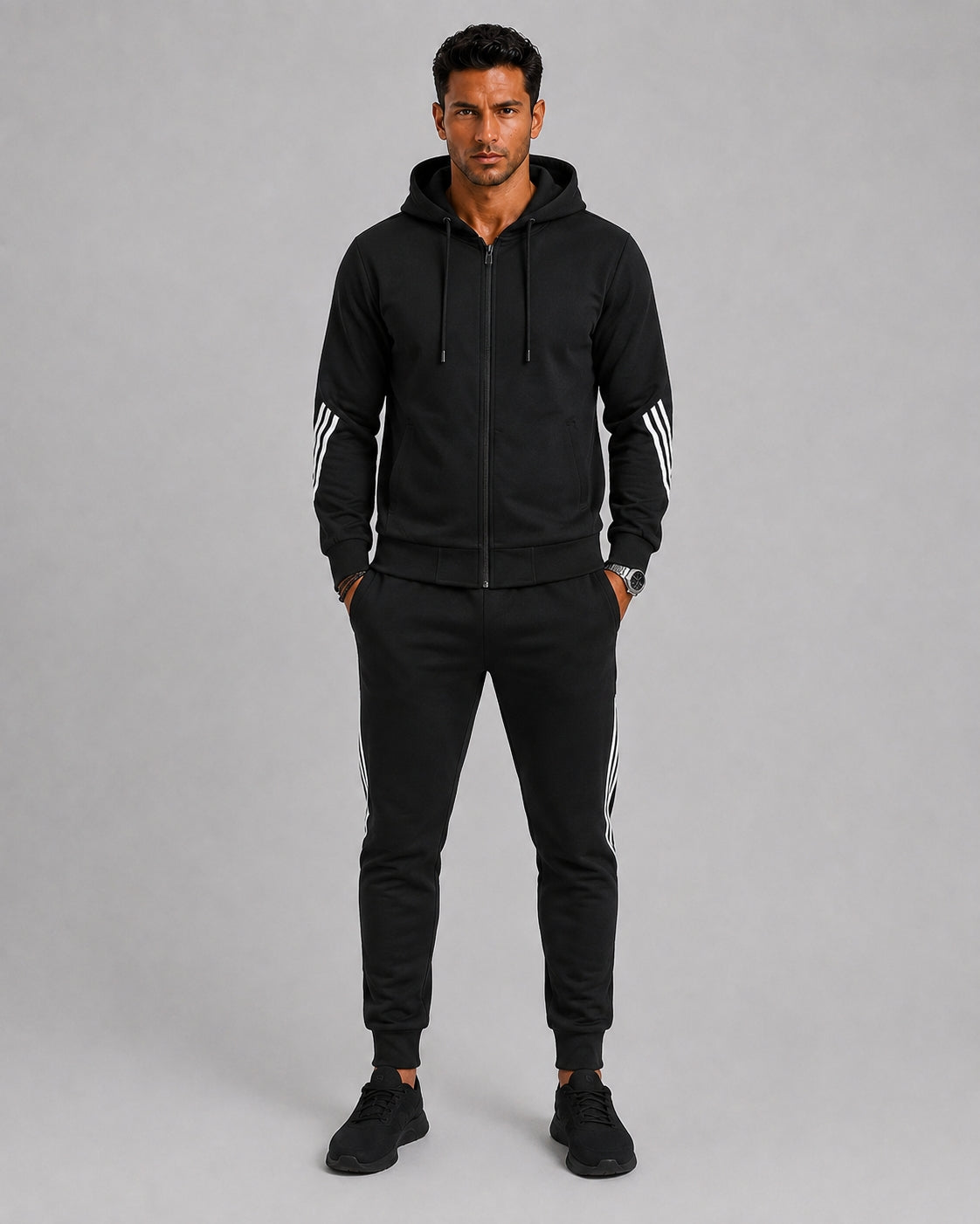 Men's Zip-Up Tracksuit Set