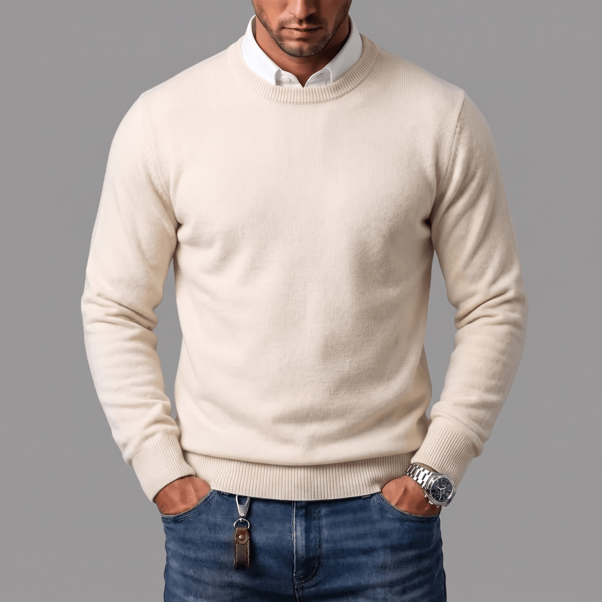 Men's Fine Knit Crewneck Sweater