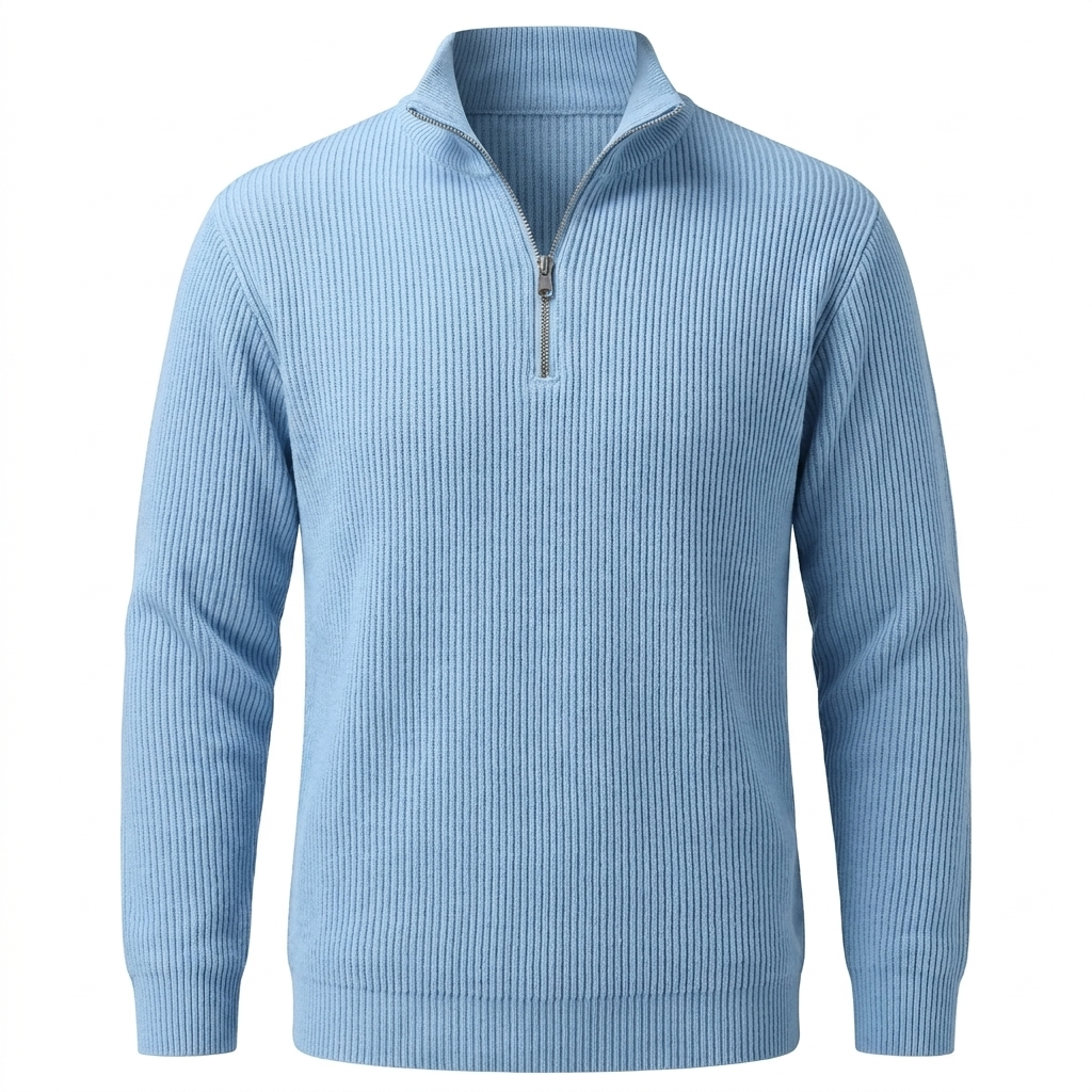 Men's Ribbed Knit Half-Zip Sweater