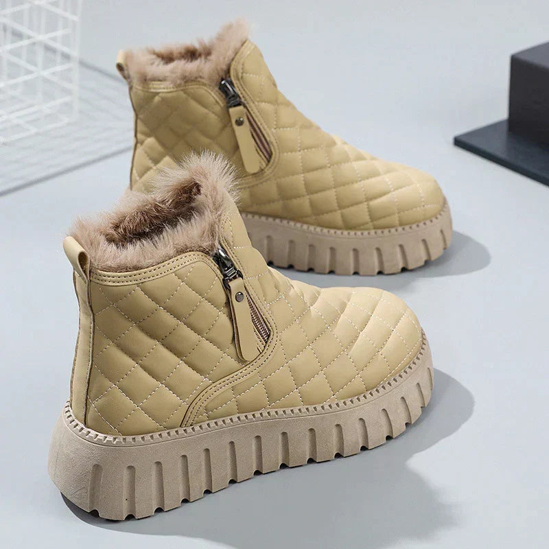 Women's Quilted Platform Winter Snow Boots