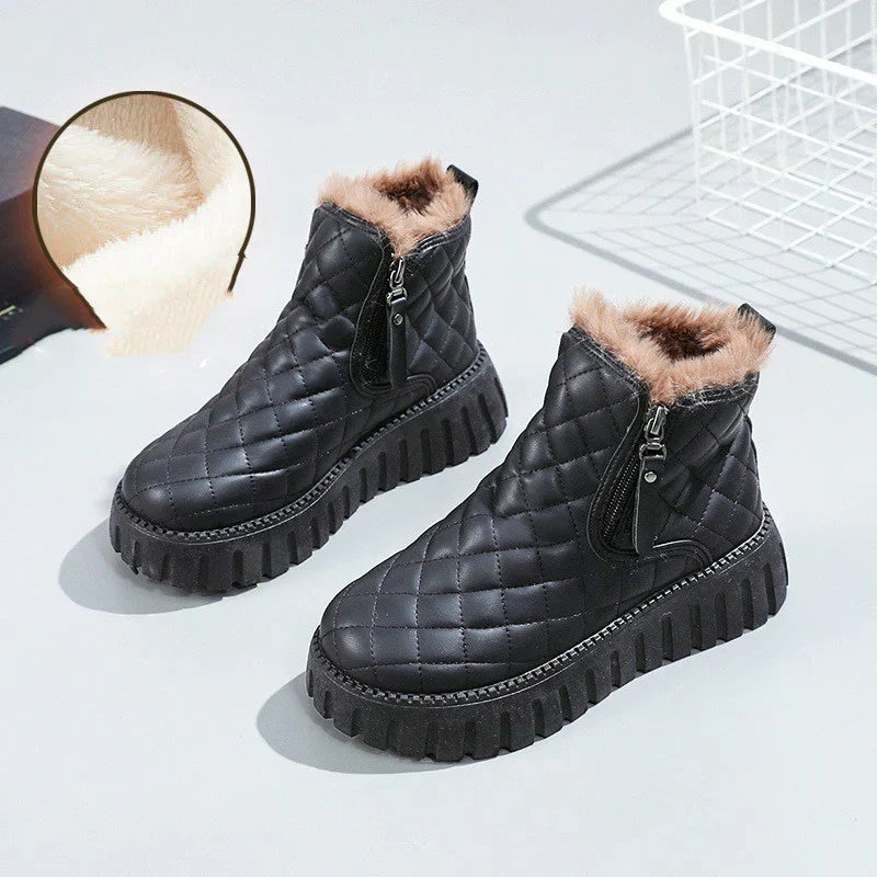 Women's Quilted Platform Winter Snow Boots