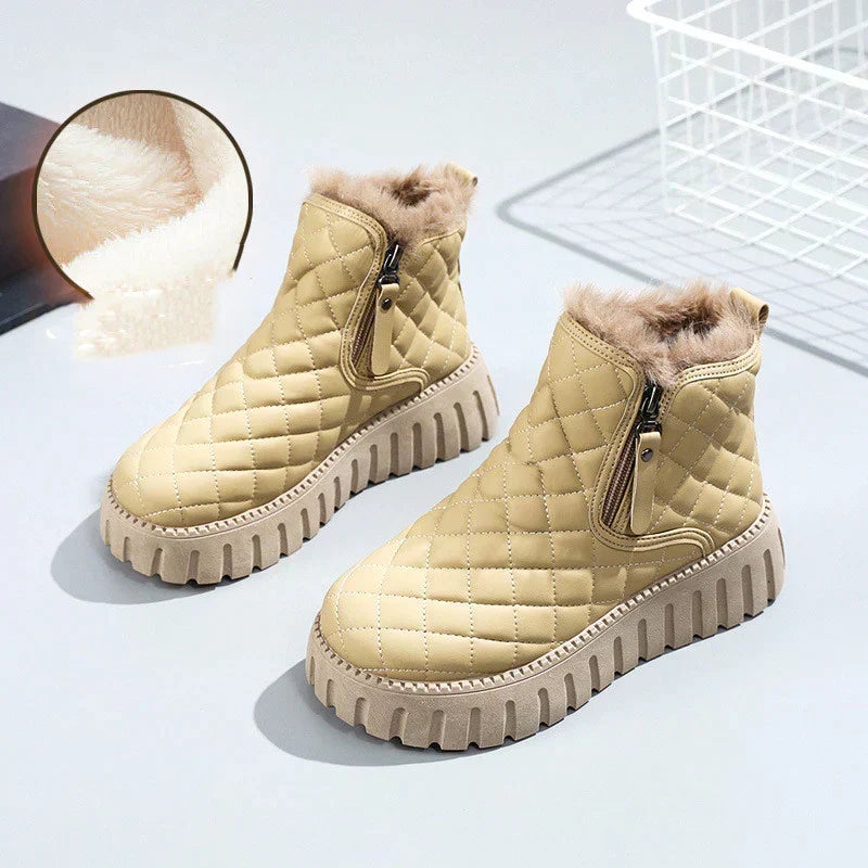 Women's Quilted Platform Winter Snow Boots