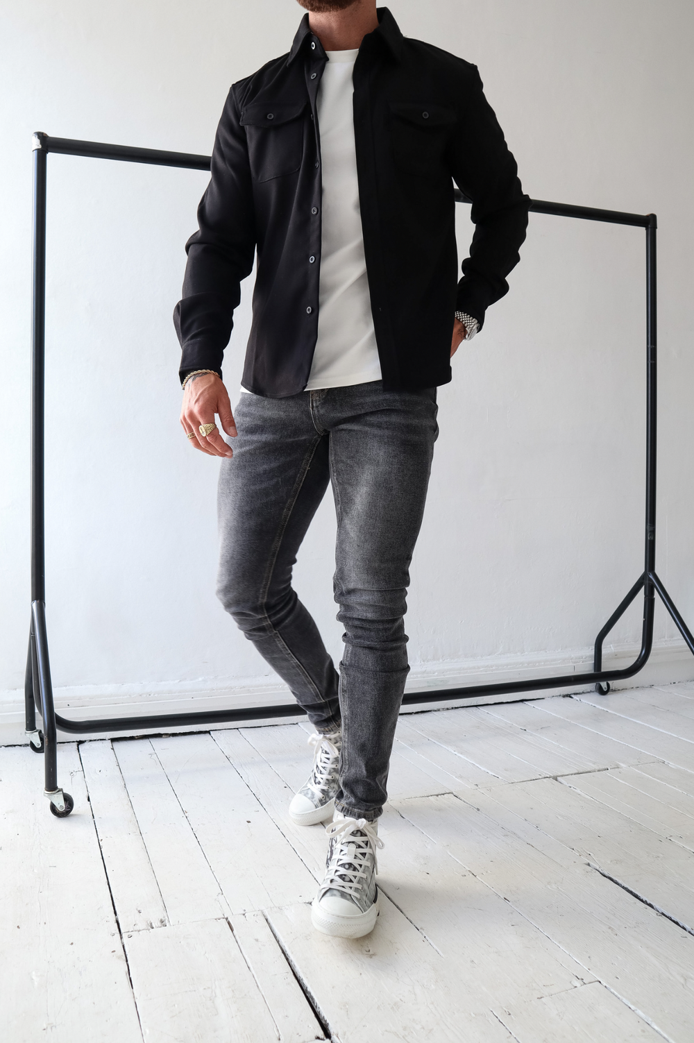 Men's Hooded Shacket with Pockets