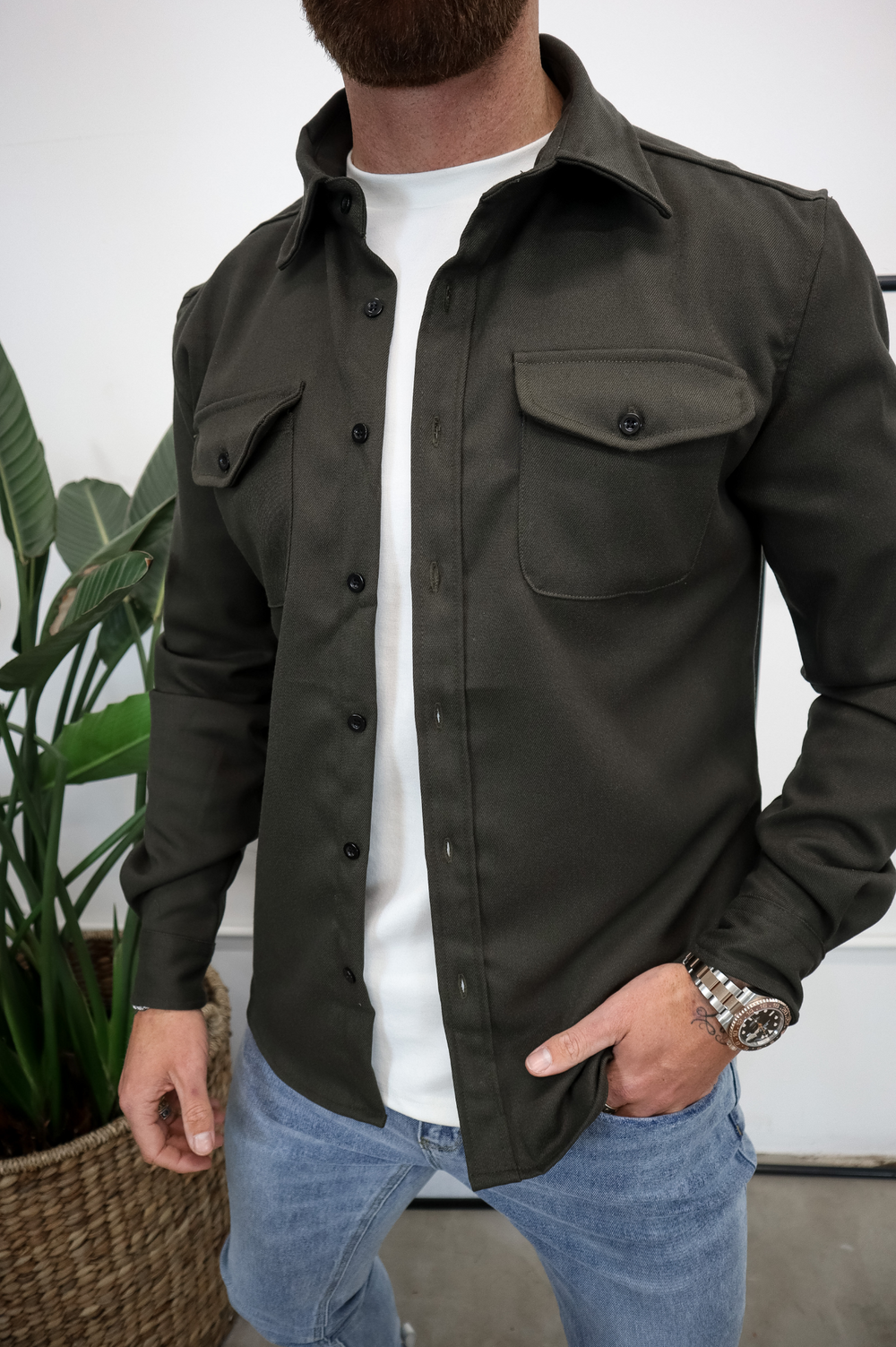 Men's Hooded Shacket with Pockets
