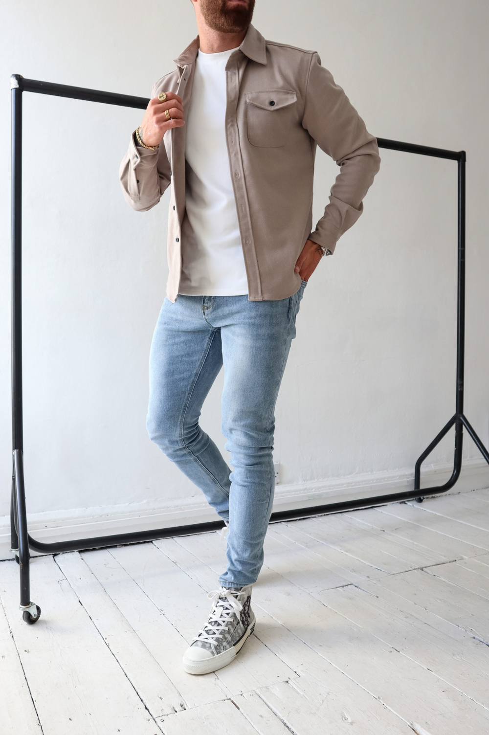 Men's Hooded Shacket with Pockets