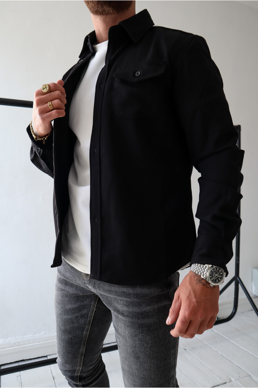 Men's Hooded Shacket with Pockets