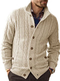Men's Cable Knit Stand Collar Cardigan