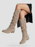 Women's Faux Suede Slouch Knee-High Block Heel Boots