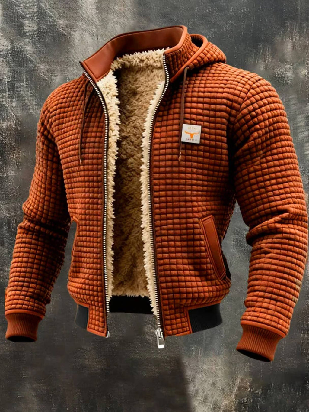 Men's Sherpa-Lined Hooded Knit Jacket