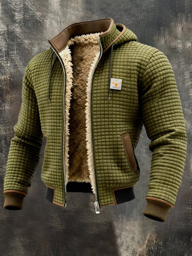 Men's Sherpa-Lined Hooded Knit Jacket