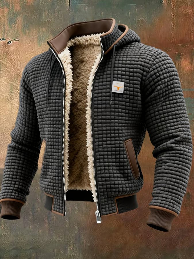 Men's Sherpa-Lined Hooded Knit Jacket