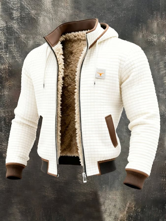 Men's Sherpa-Lined Hooded Knit Jacket