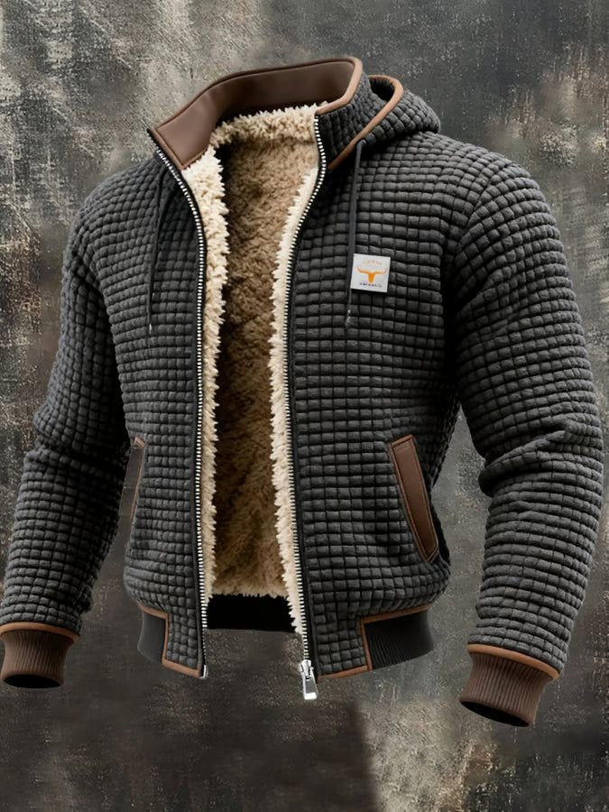 Men's Sherpa-Lined Hooded Knit Jacket